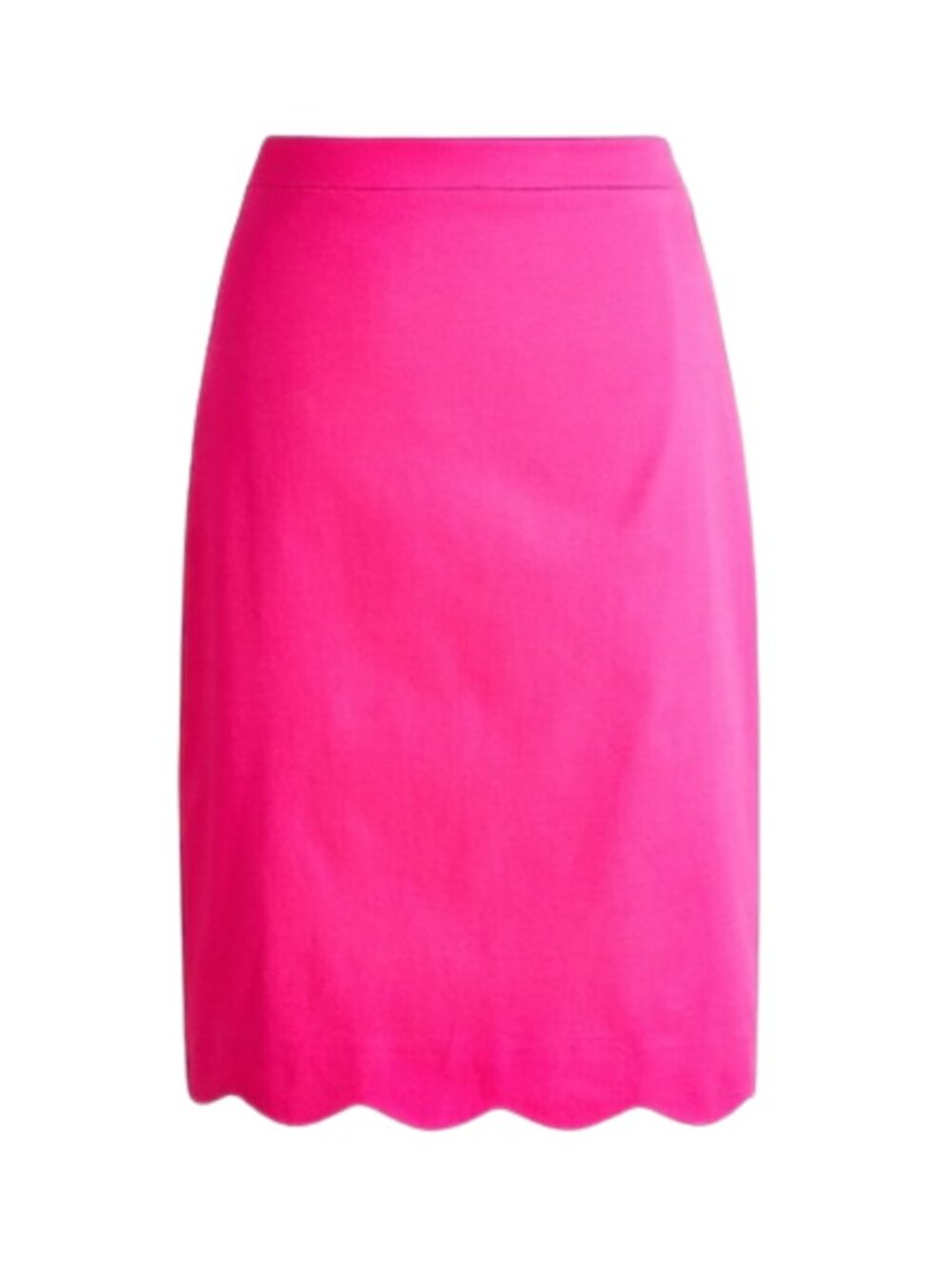 J. Crew Pink Scalloped Hem Pencil Skirt Size 0 Bright Preppy Mini